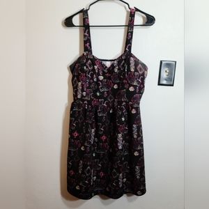 Black dress with pink elephant silhouettes - Juniors